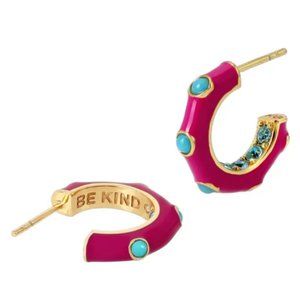 NWT Kurt Geiger London Enamel Inside Out Huggie Earrings in Fuchsia